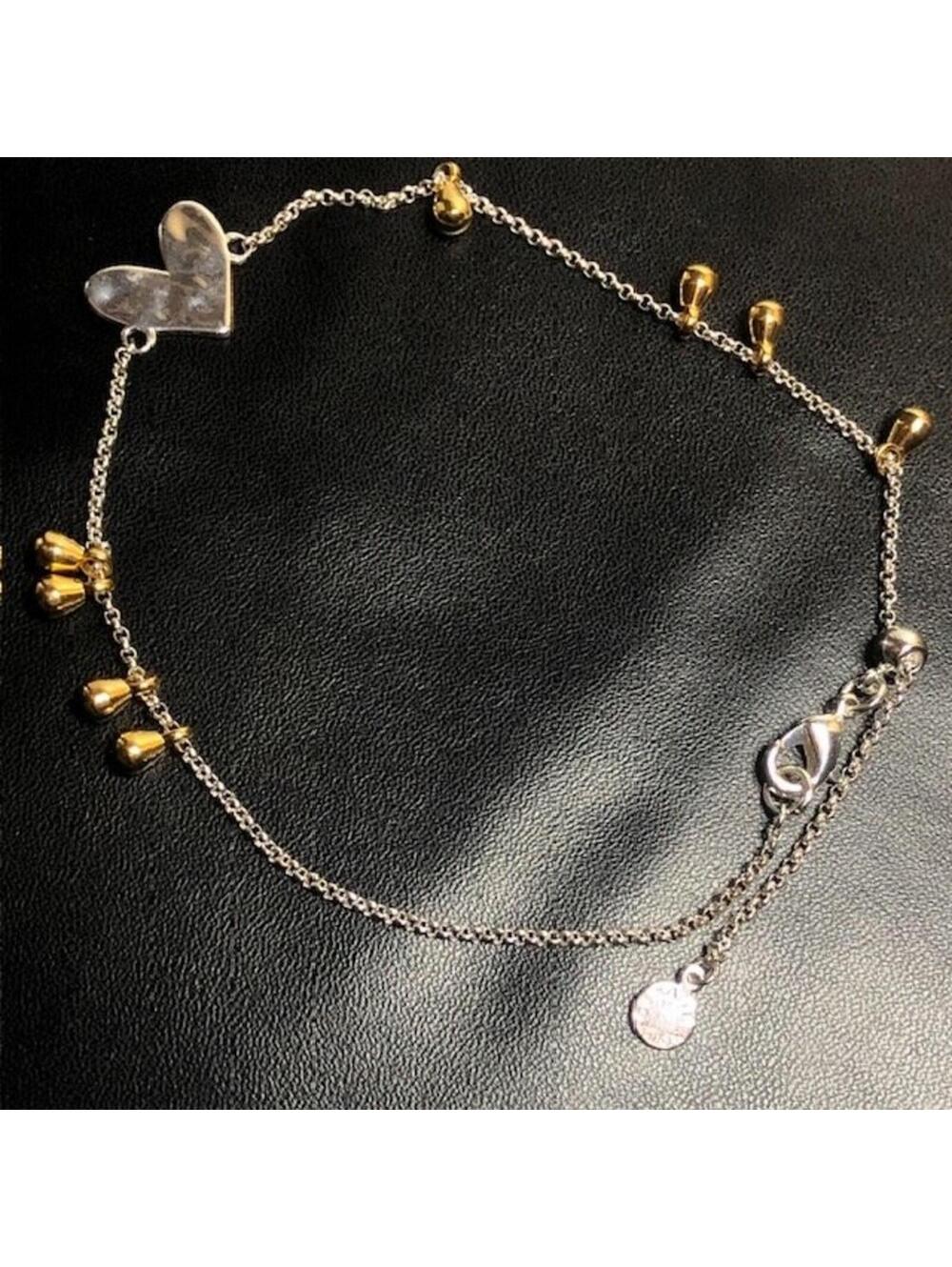 9612 Katie Loxton Heart Charm Anklet Bracelet Silver tone Gold tone 7-10"